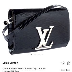 AUTHENTIC LOUIS VUITTON BLACK ELECTRIC EPI LEATHER LOUISE PM BAG